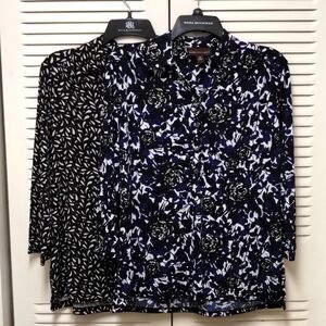 NEW BUNDLE OF 2 Dana Buchman Silky Popover Blouses Medium